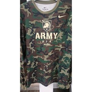 Nike Army Black Knights Dri-FIT Camo Long Sleeve Shirt Mens Medium US Flag Patch